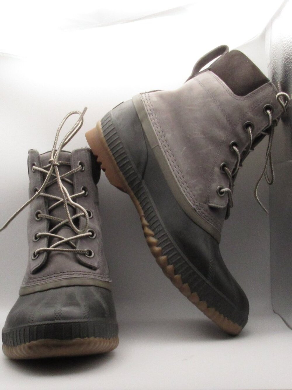 Sorel Gray Cheyanne li Mens Waterproof Leather Duck Boots Size 10.5 Excel Cond